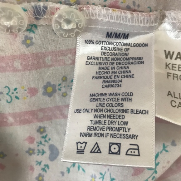 Lanz of Salzburg Airy Cotton Lawn Tyrolean Print Long Nightgown M Soft Pastel - Picture 10 of 10